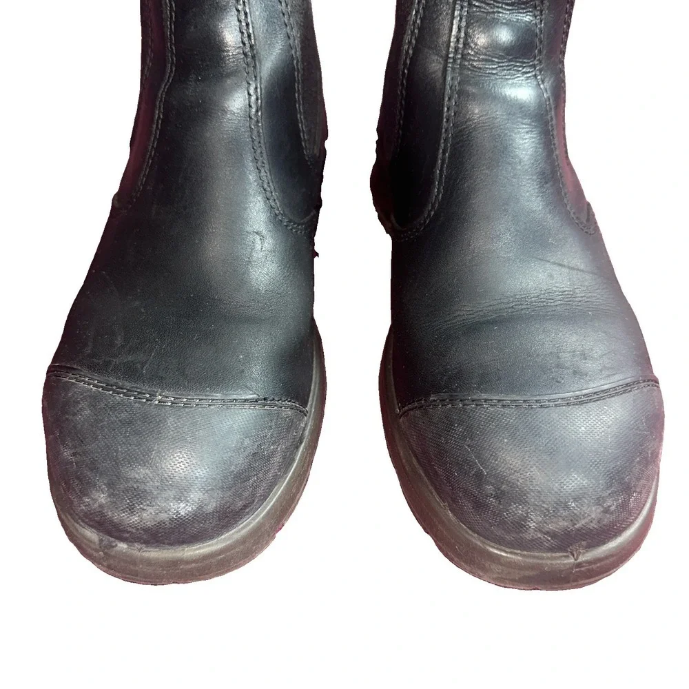 Redback Mens Bobcat Safety Work Boots Size 9 Black Leather Slip On Steel Toe